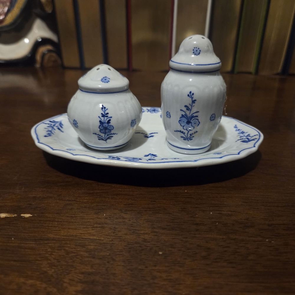 Blue and White Ceramic Salt and Pepper Shaker Set
